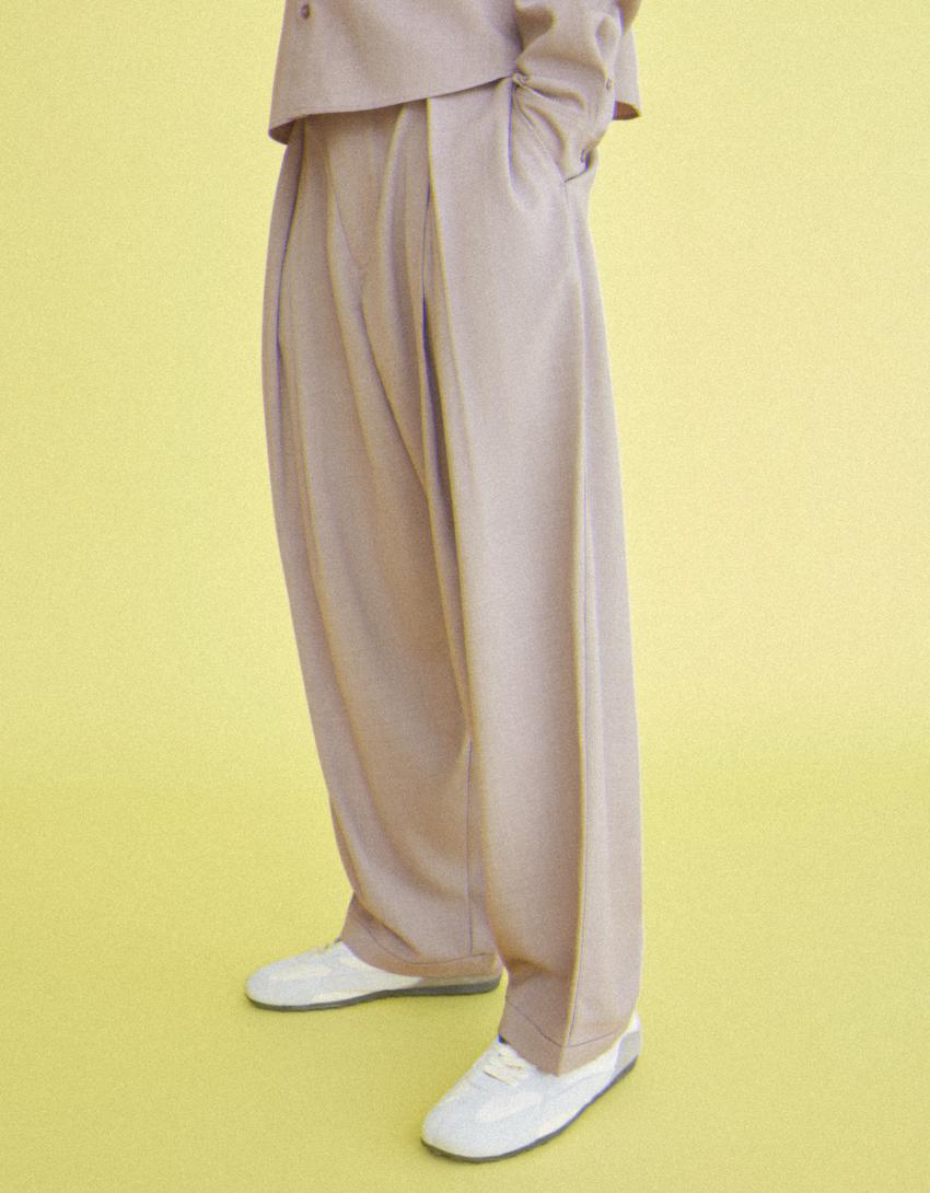 Tailored fit baggy pantolon-Kum rengi