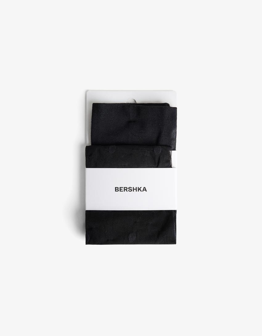 Strumpfhose aus Tüll mit Tupfen-Schwarz