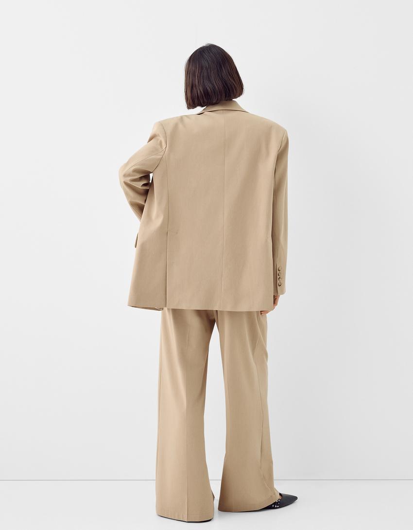 Pantalon jambe large coupe tailleur-Camel-2