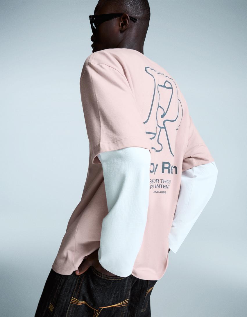 Camiseta manga corta print-Rosa