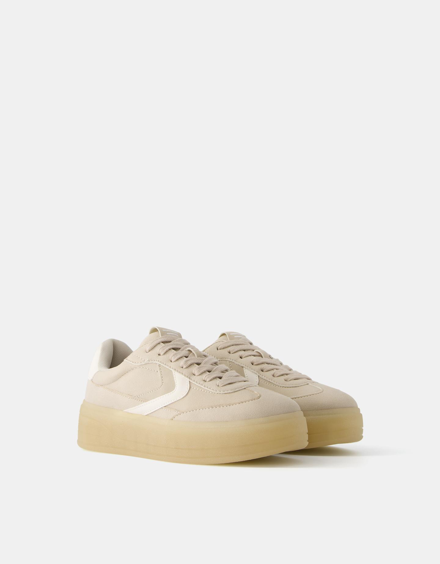 Bershka Retro-Sneaker Mit Plateau Damen 38 Beige