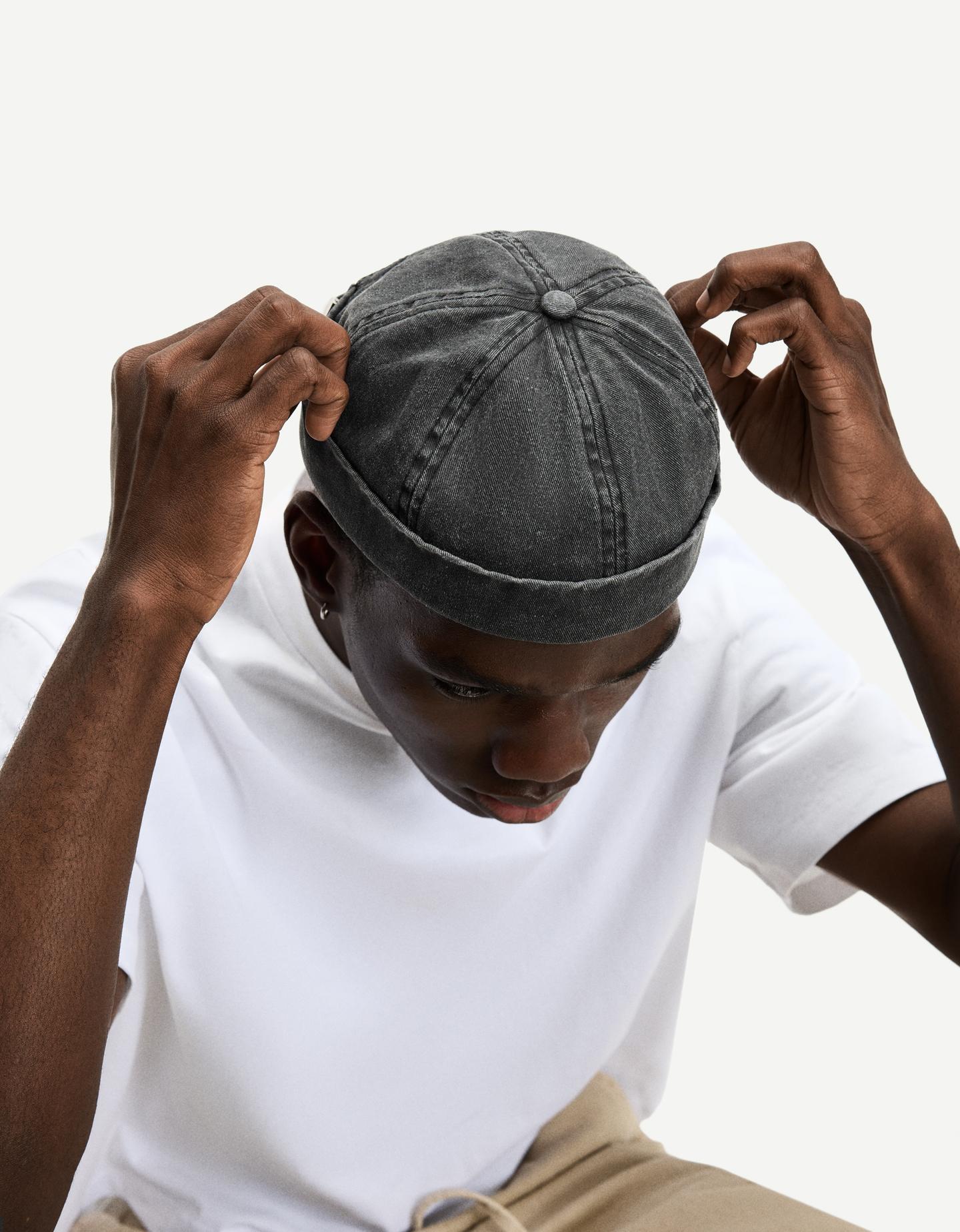 Bershka Dock Hat Efecto Lavado Hombre Negro