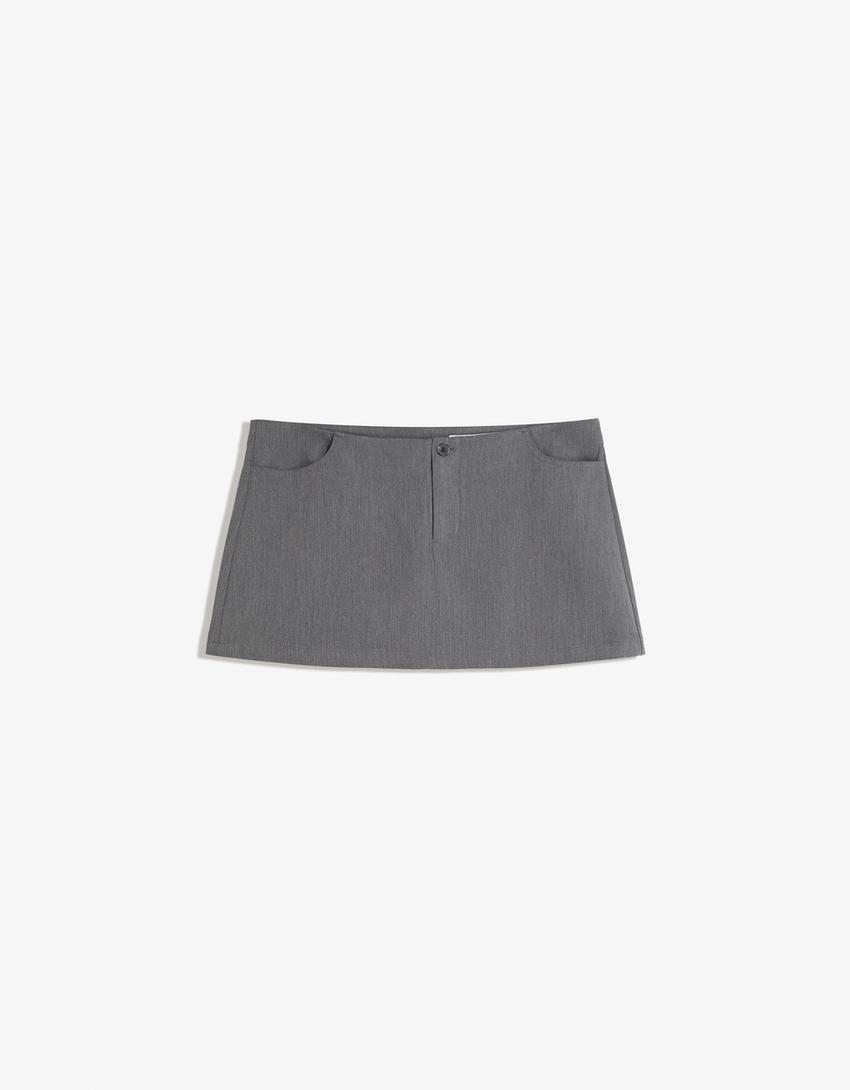 Falda mini tailoring-Gris-3