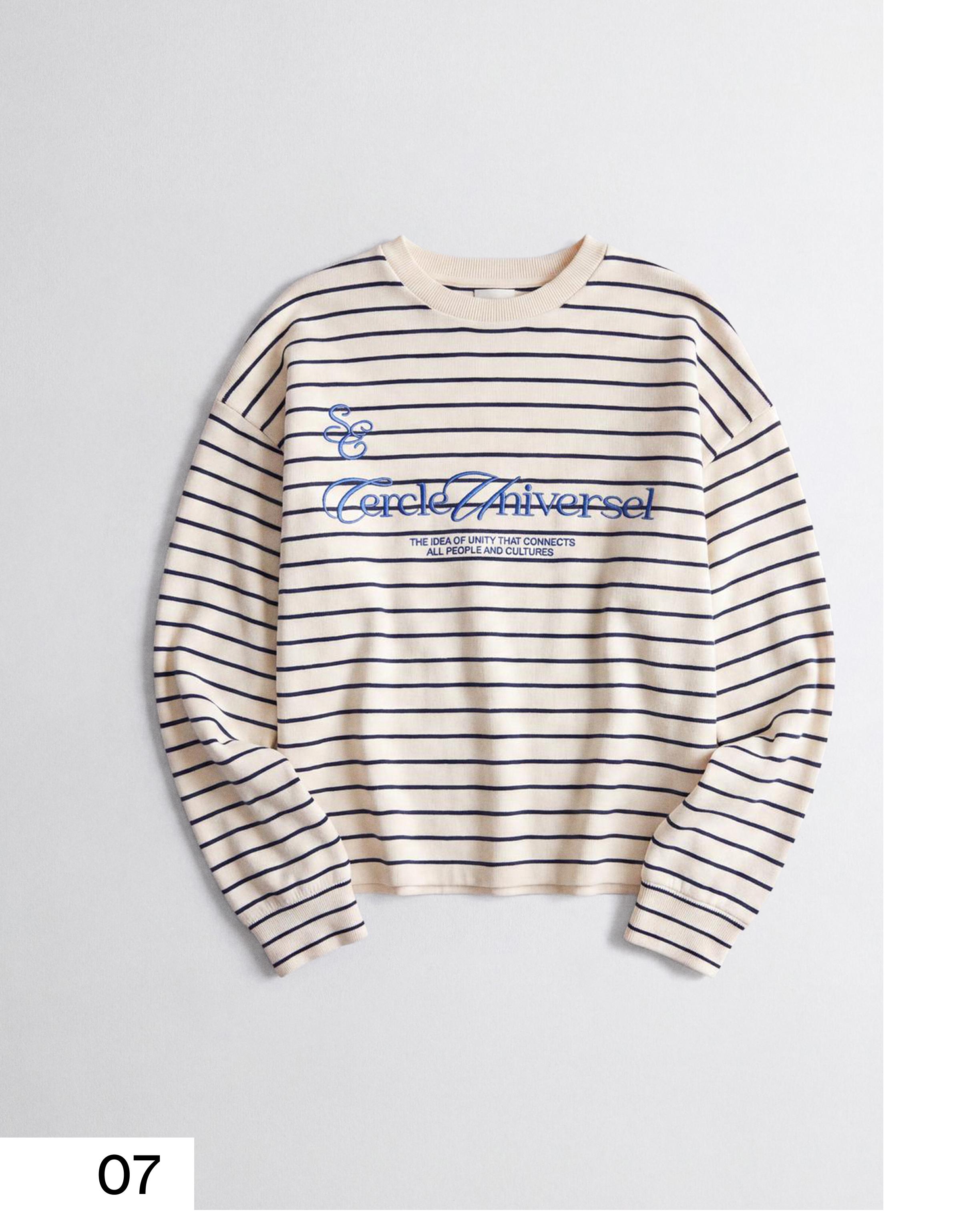 Embroidered round neck jumper — Cream