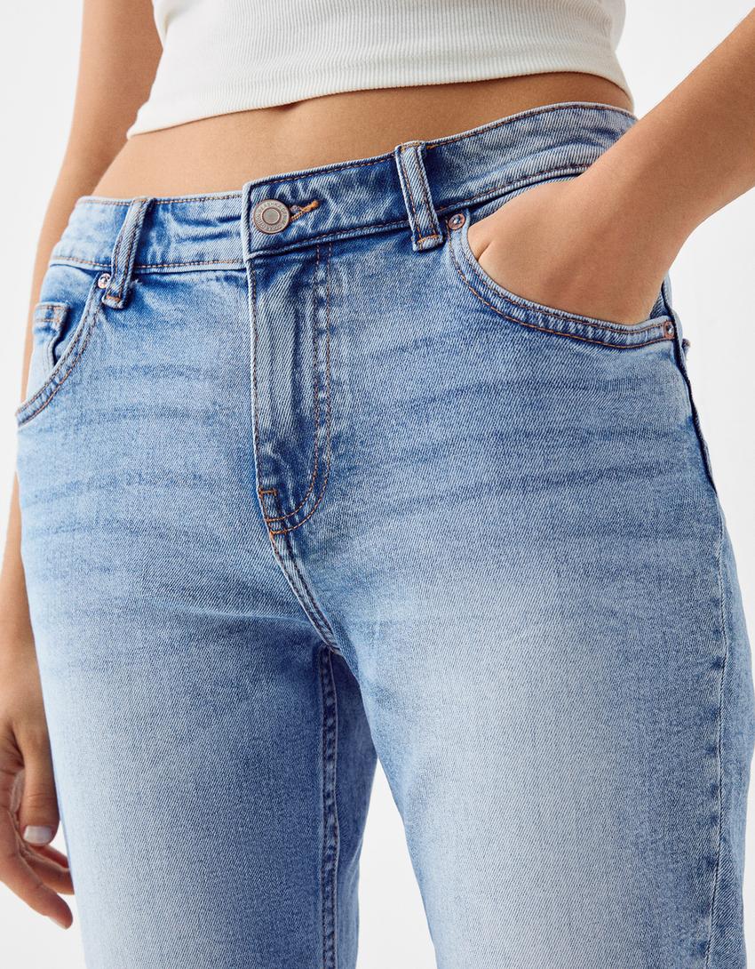 Jean cropped flare-Bleu lavé-5