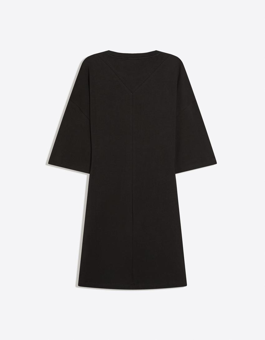 Shirred mini dress-Black