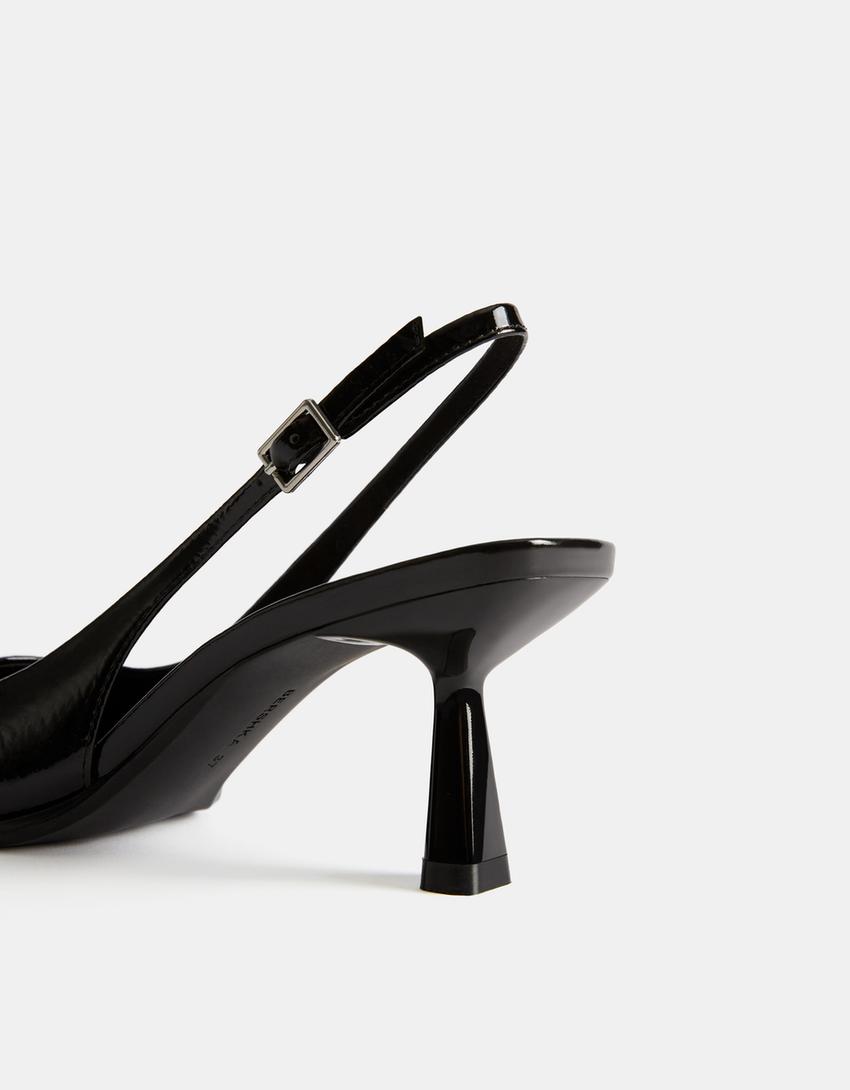 Escarpins type mules kitten heels-Noir-1