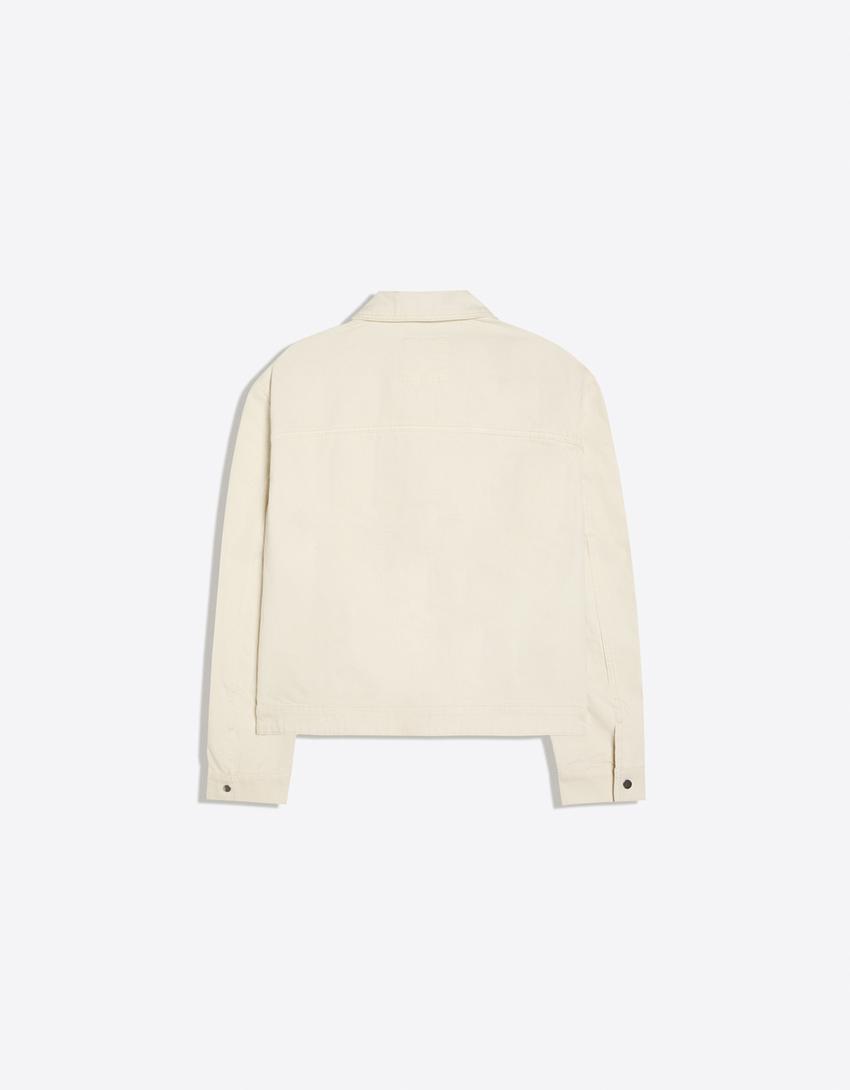 Clasp fastener jacket-Cream