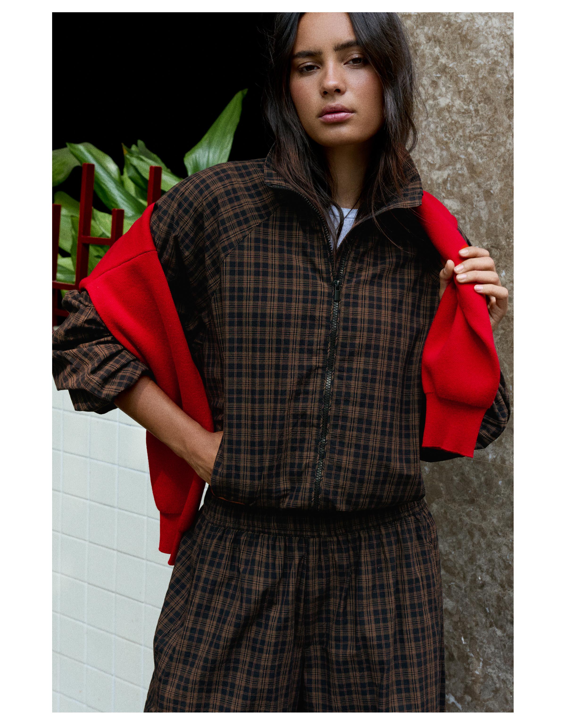 Lightweight check jacket — Brown