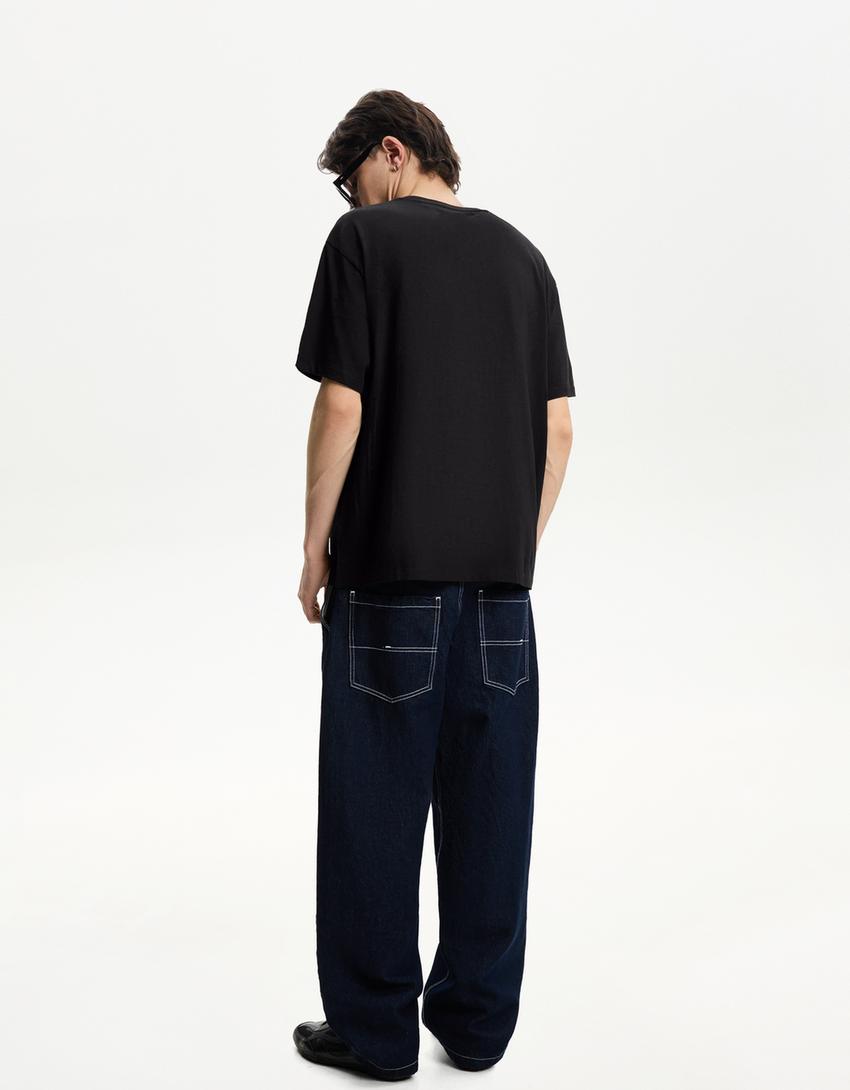 Koszulka z krótkim rękawem Bershka Wearable Art-Czarny-2