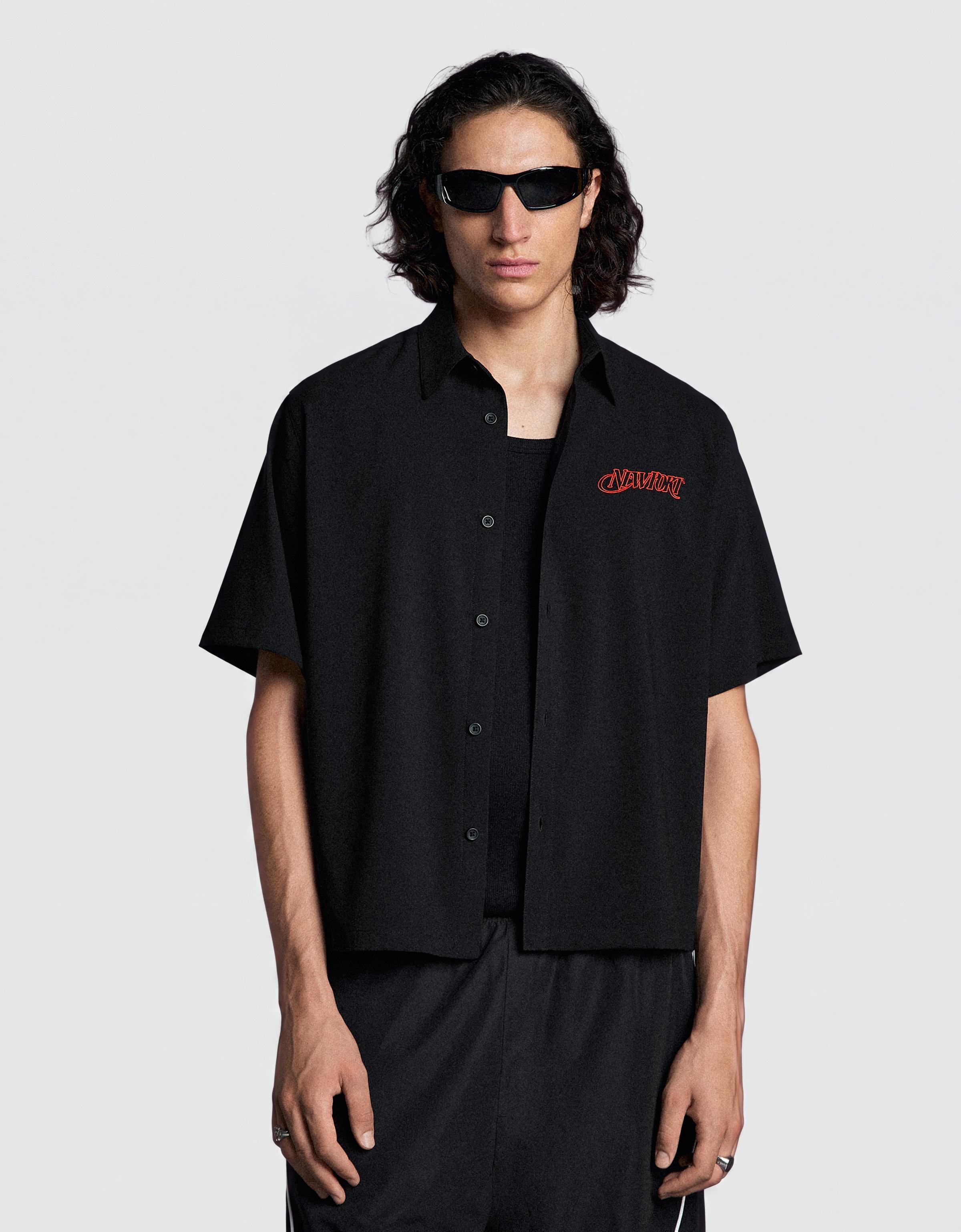 Embroidered short sleeve shirt — Black
