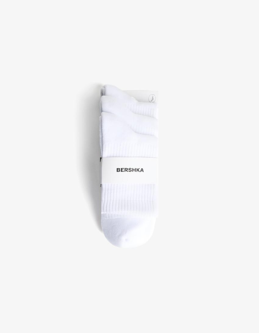 3'lü paket spor çorap-Beyaz