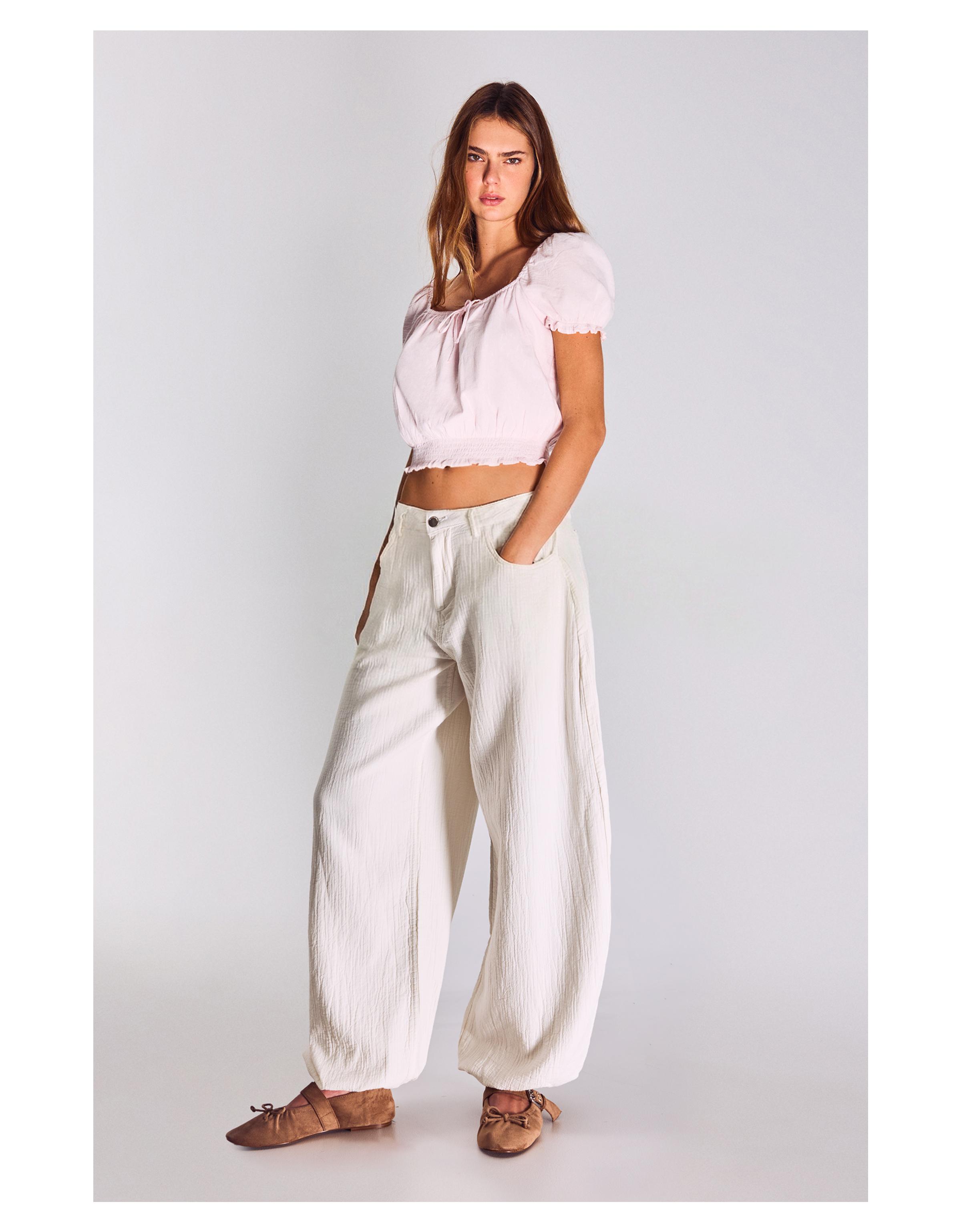 Düşük bel geniş paça balloon fit jean - Görsel 27