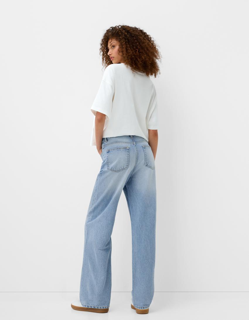 Straight wide-leg jeans-Light blue-1