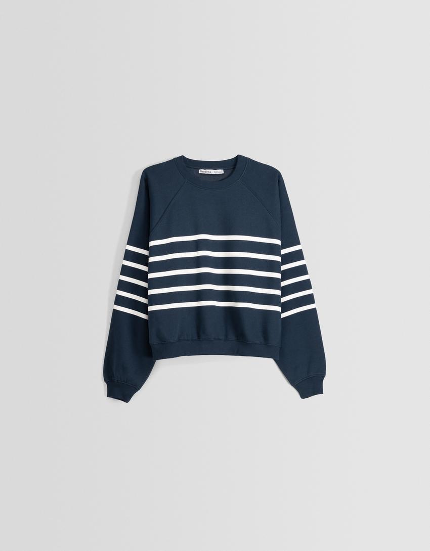 Raglan sleeve sweatshirt-Navy-4