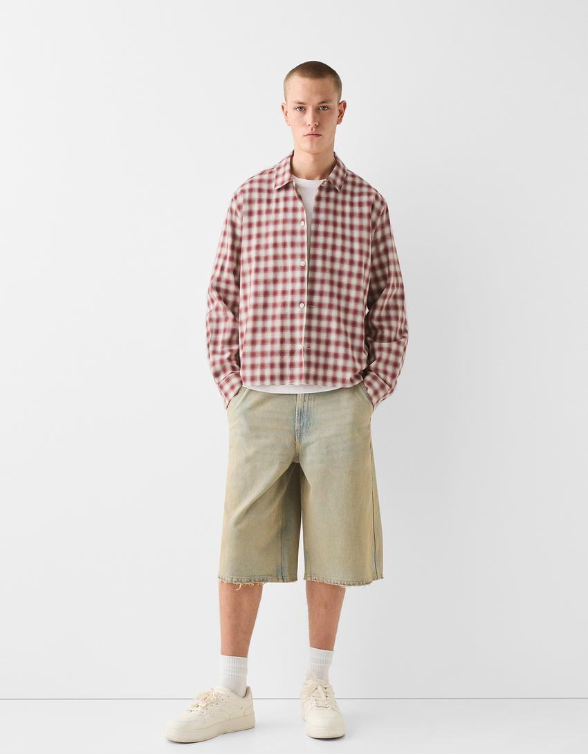 Chemise manches longues carreaux-Rouge-3