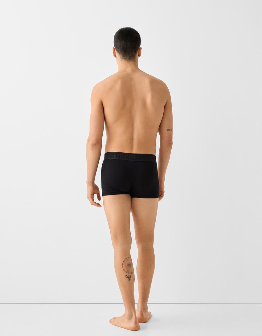 طقم من 3 ازواج بوكسرات بشريط خصر مطبوع-أسود-4