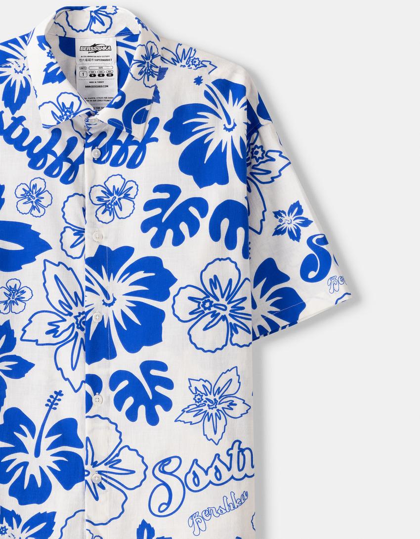 Chemise BERSSSHKA X SSSTUFFF imprimé floral-Bleu-4