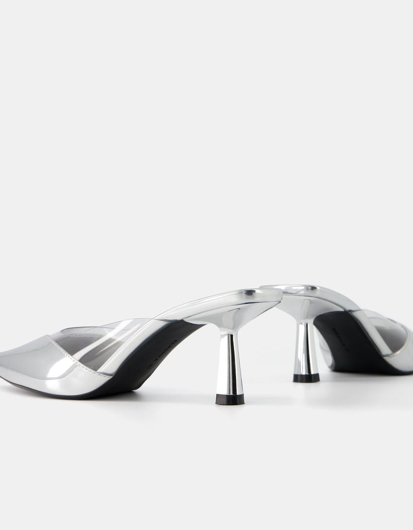 خف فينيل ممعدن بكعب صغير-فضي-4