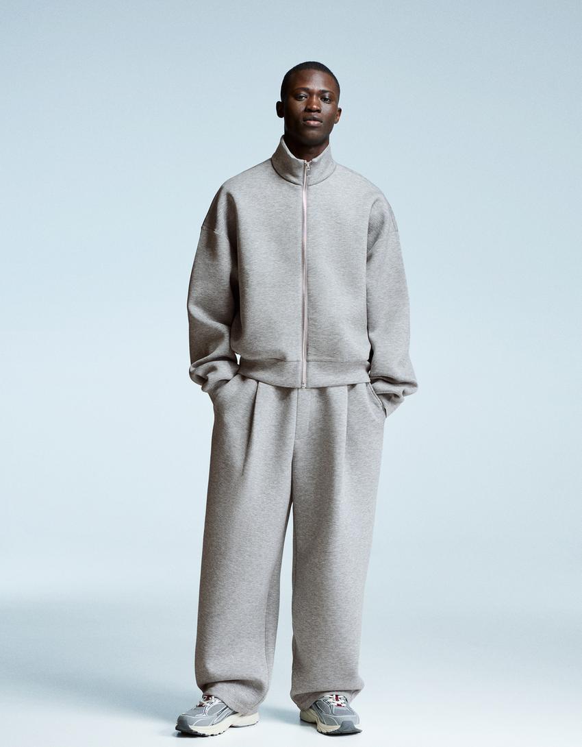 Sweatshirt mit Reißverschluss-Grau-0