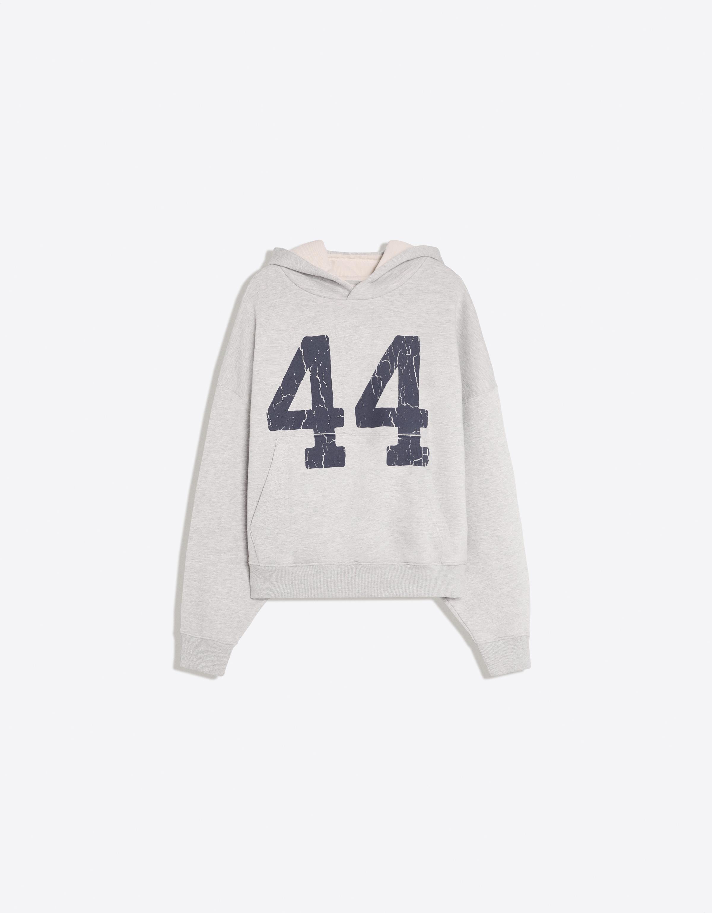 Bershka Yıkama efektli baskılı kapüşonlu sweatshirt görsel 3