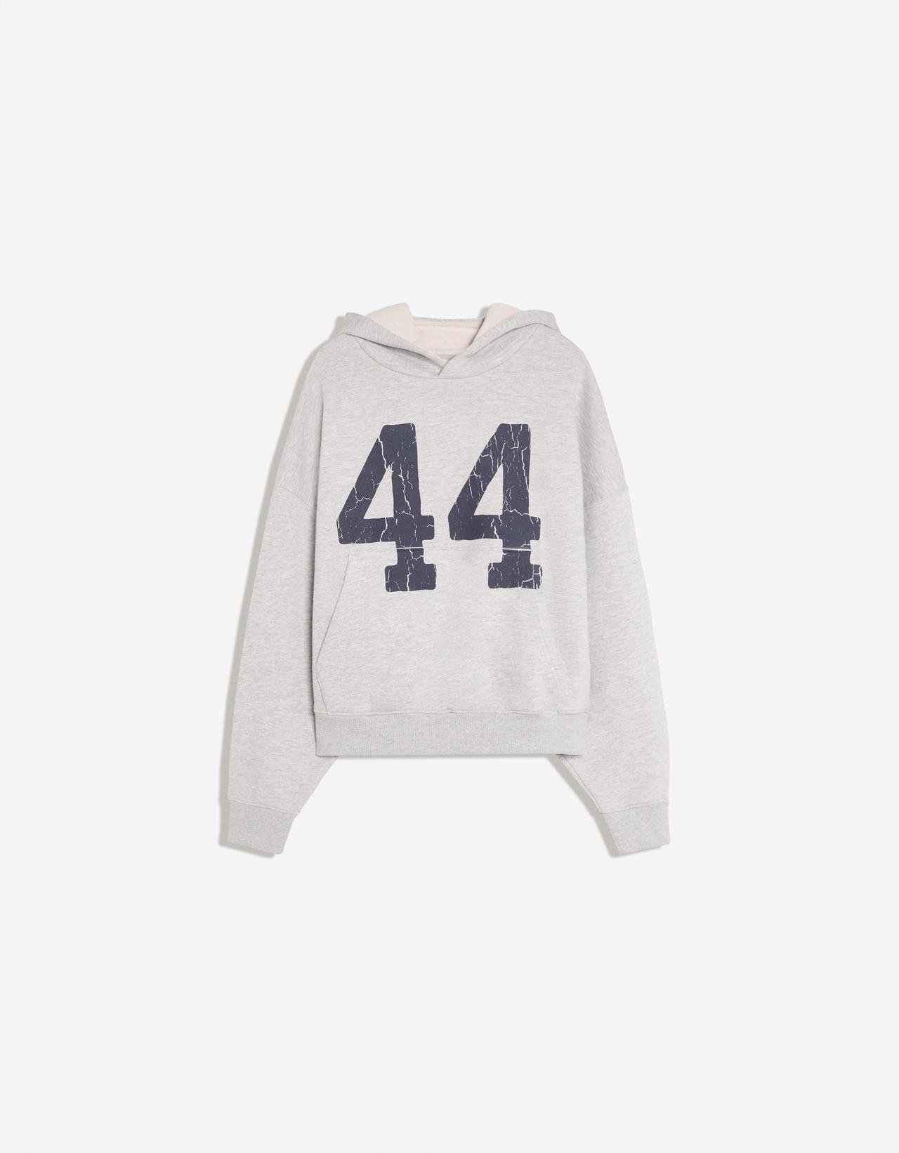 Washed effect print hoodie — Grey