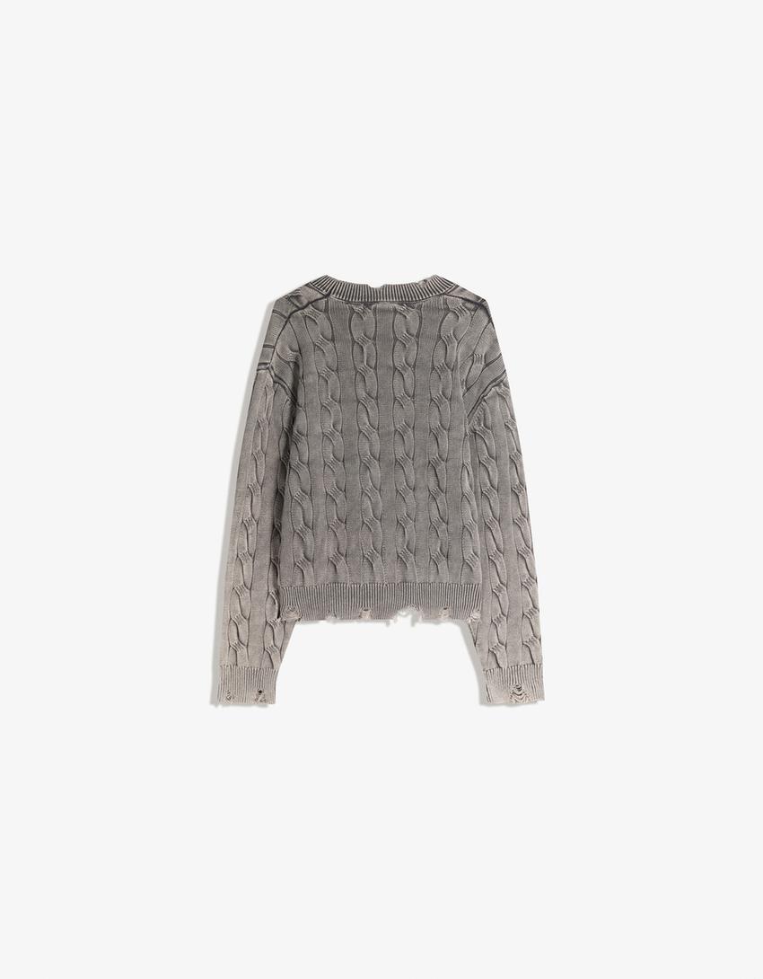 Maglia intrecciata-Grigio