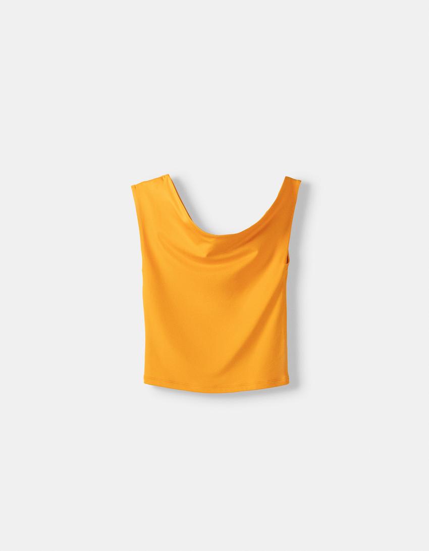 تيشرت غير متماثل بدون أكمام-برتقالي-4