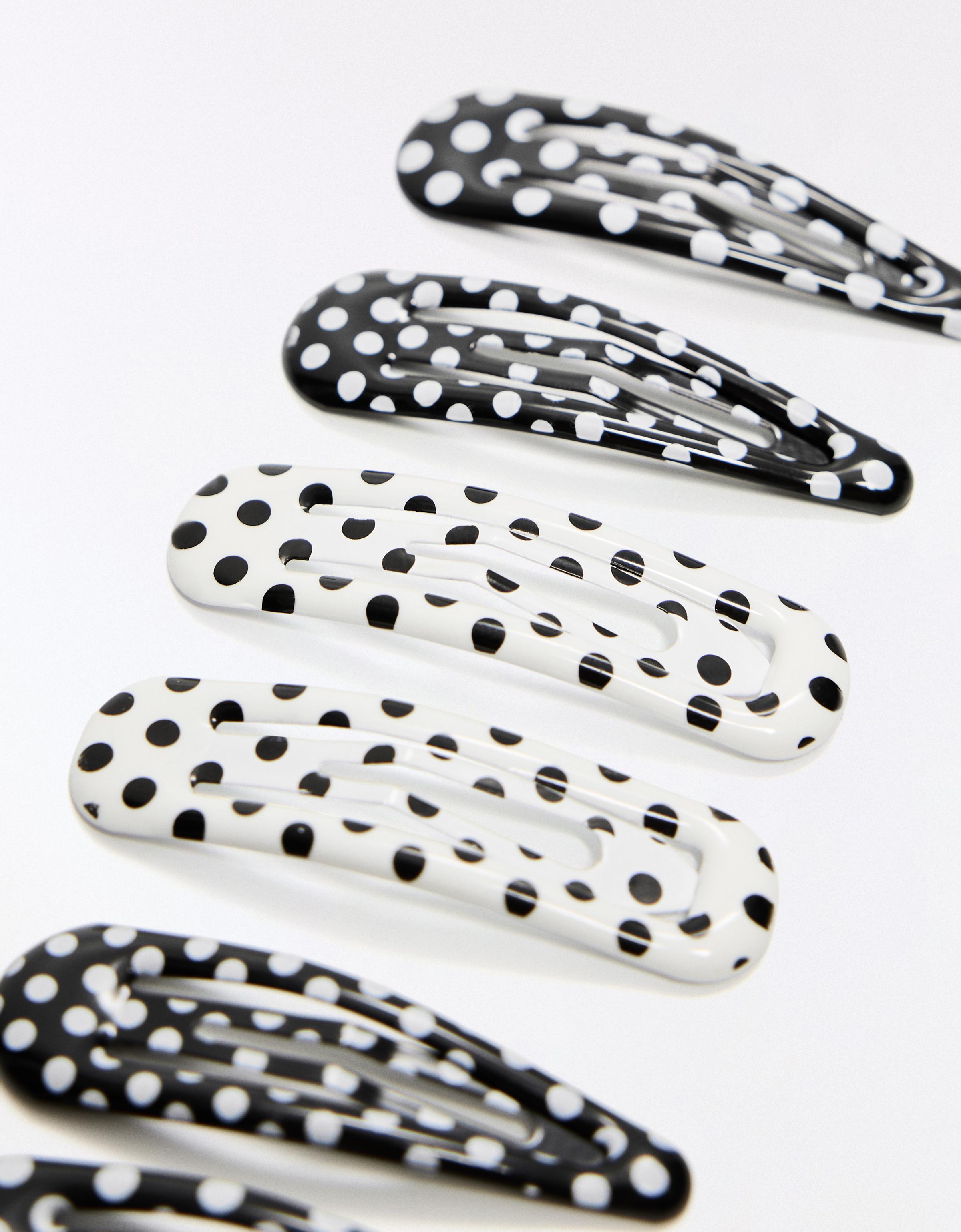 Pack of 3 printed fur clips — White