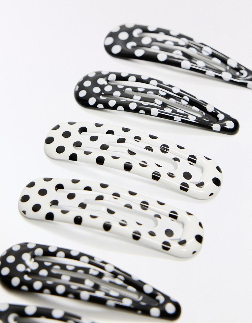 Pack of 3 printed fur clips-White