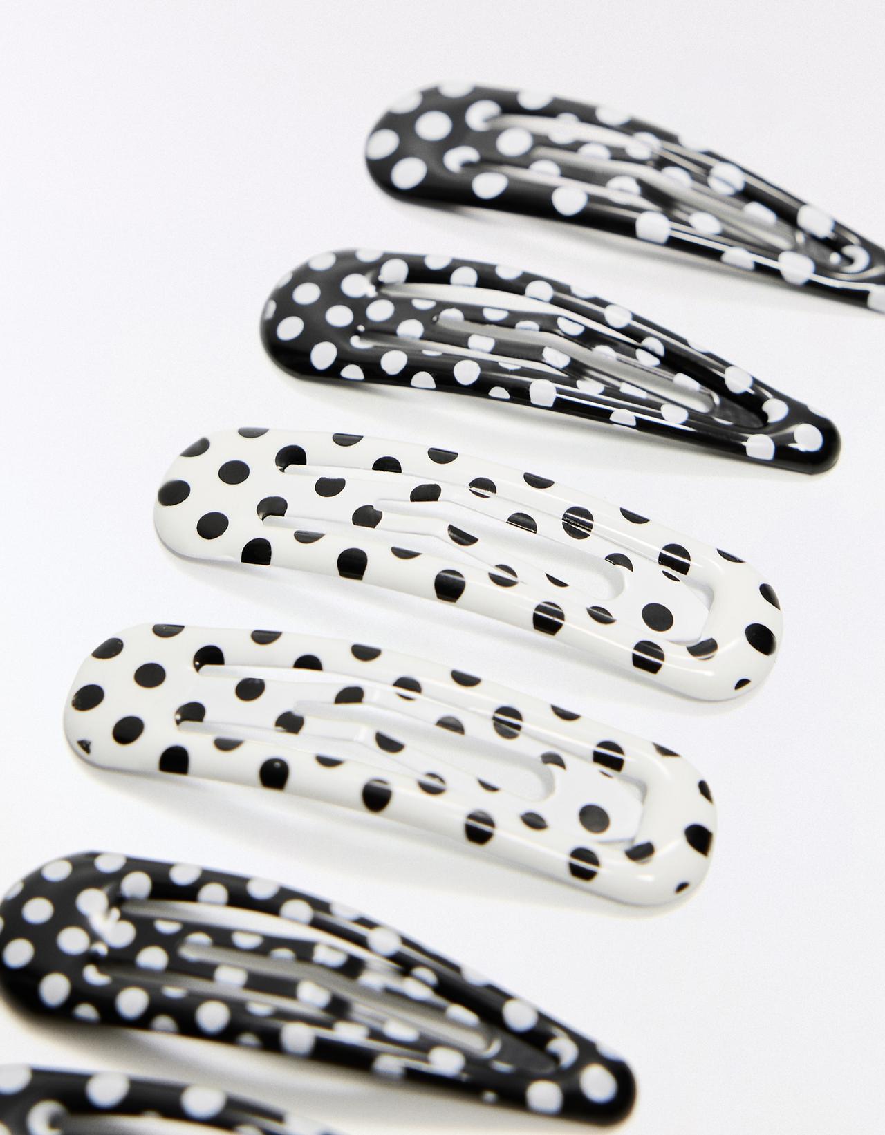 Pack of 3 printed fur clips — White