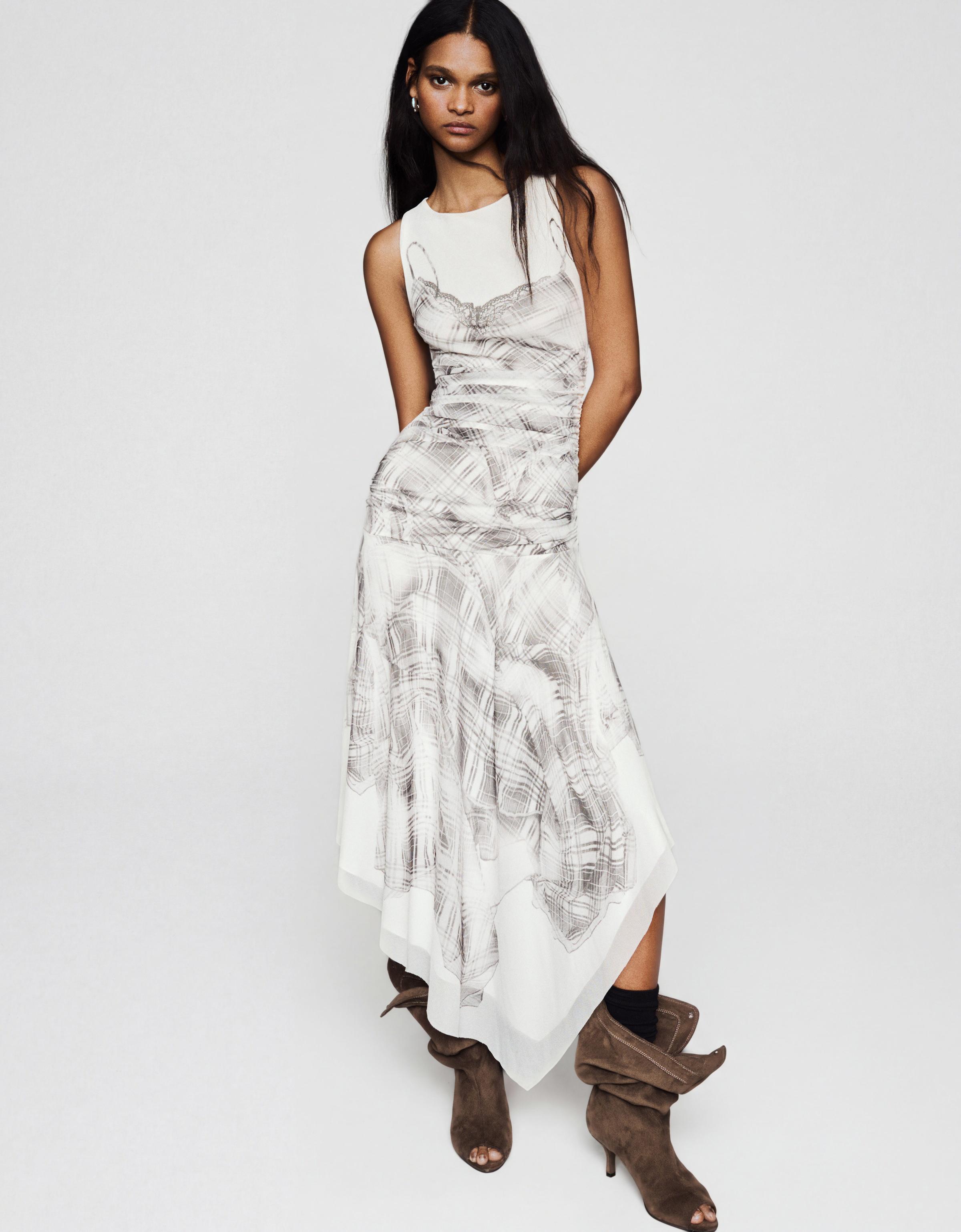 Büzgülü tül midi elbise - Görsel 23