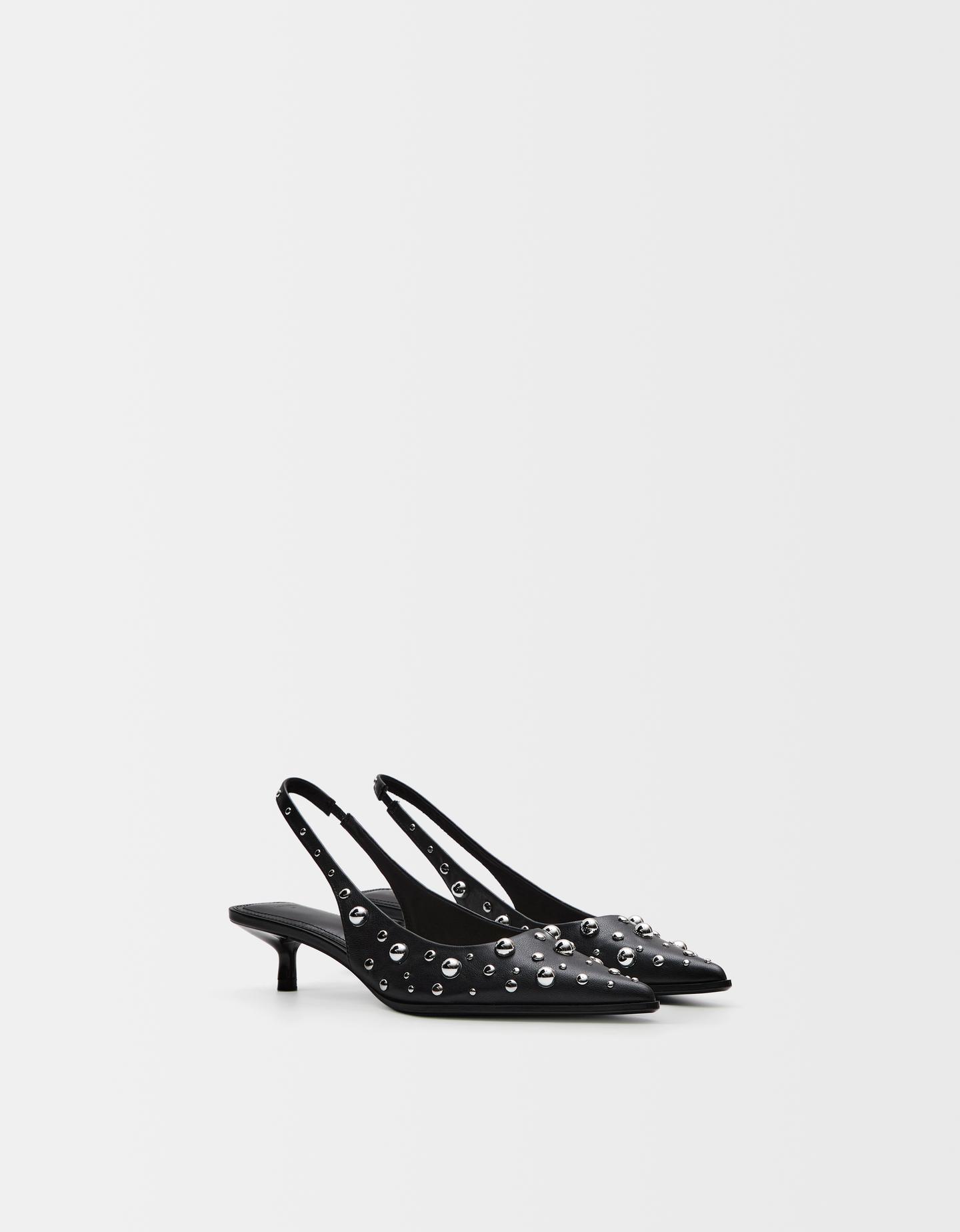 Bershka Scarpe Kitten Heel Con Fibbie Donna 41 Nero