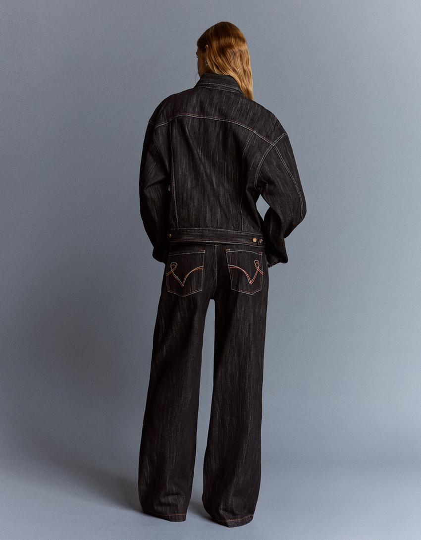 Jacquard denim jacket and jeans set-Jacquard denim jacket and jeans set-1