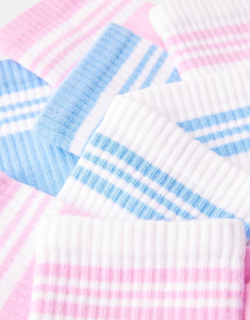 4-pack of stripe print socks-Pink-2