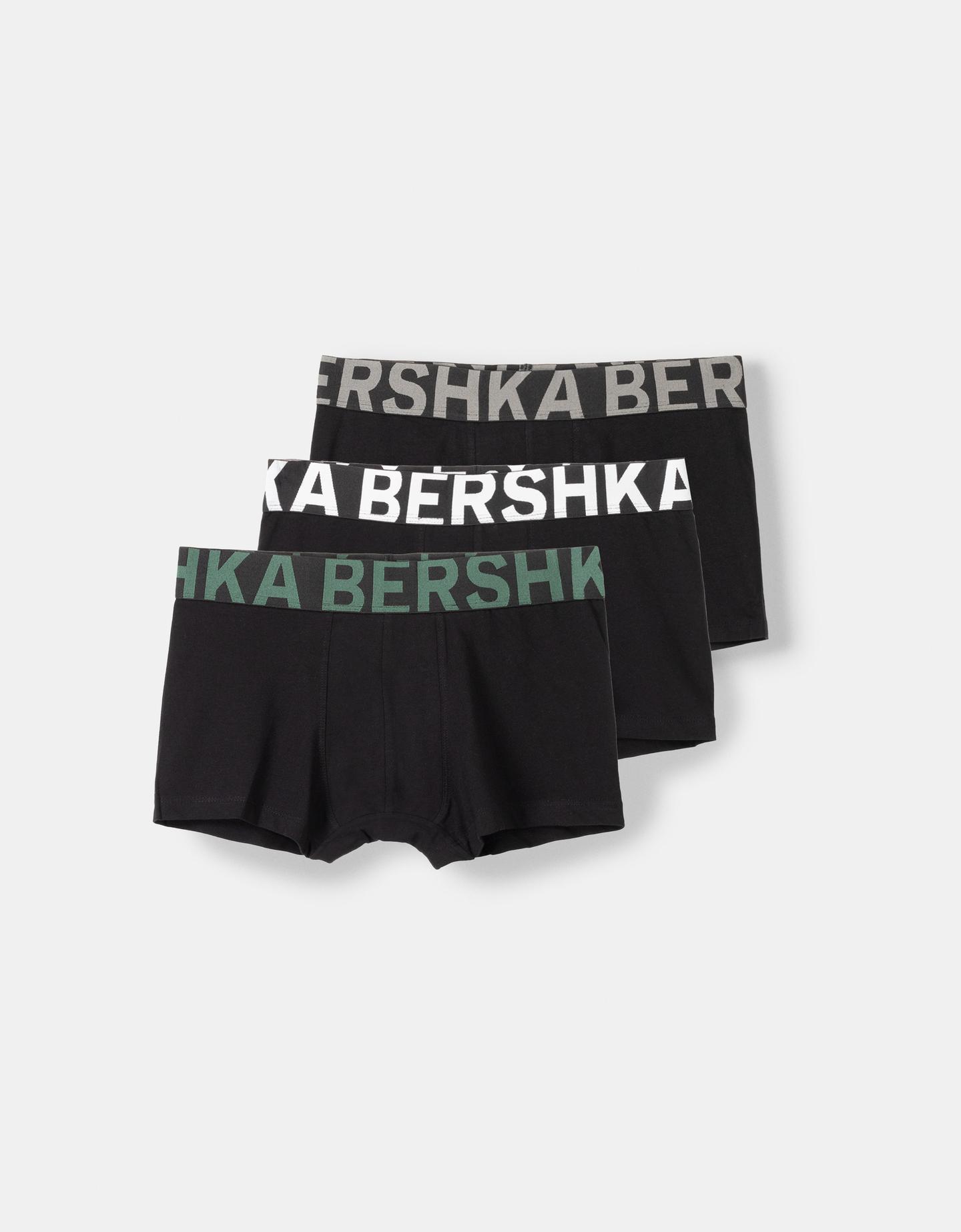 Bershka Pack 3 Boxers Cintura Ancha Print Hombre M Negro