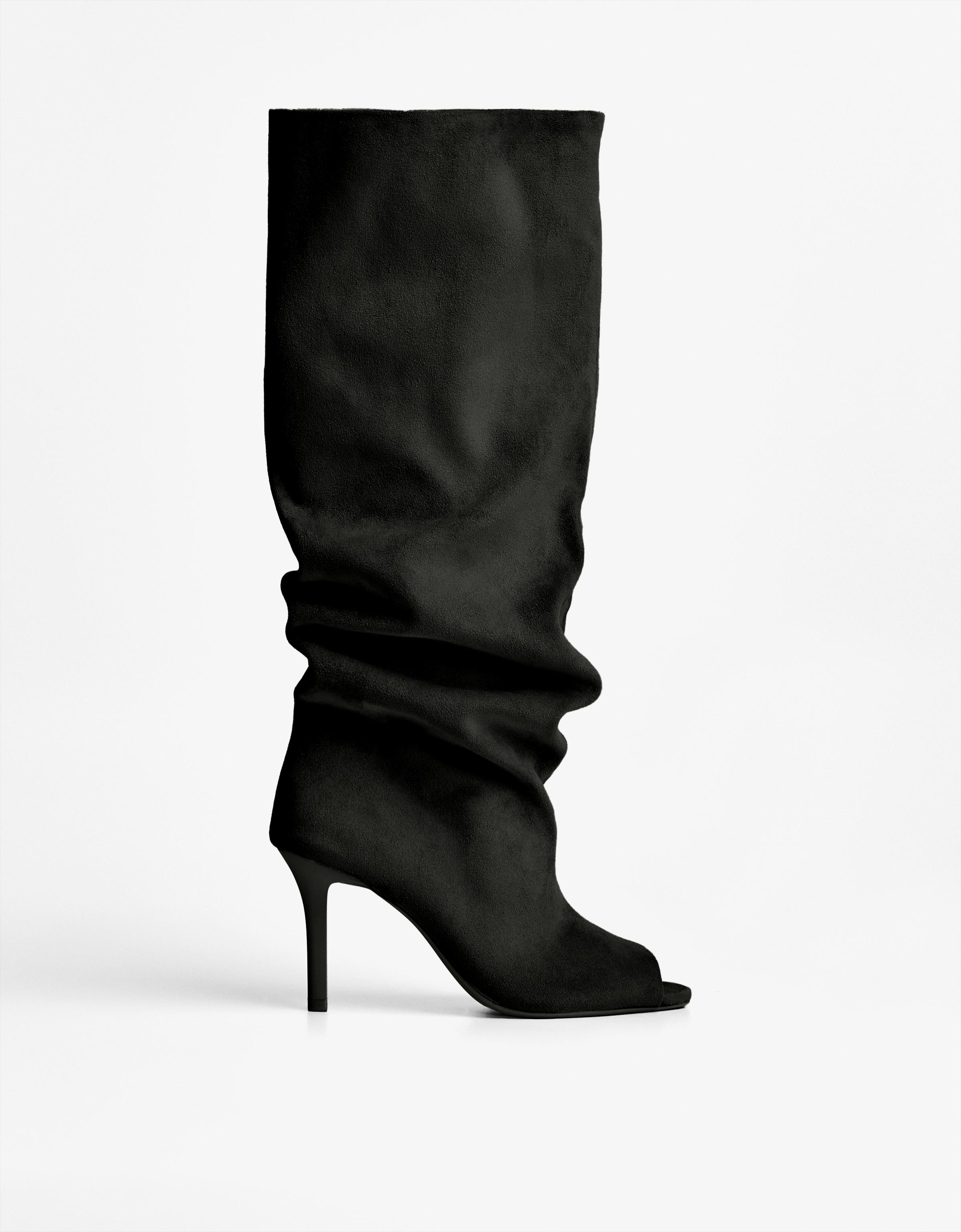 Bershka Stiefel Mit Feinem Absatz Und Schlitz Damen 38 Schwarz