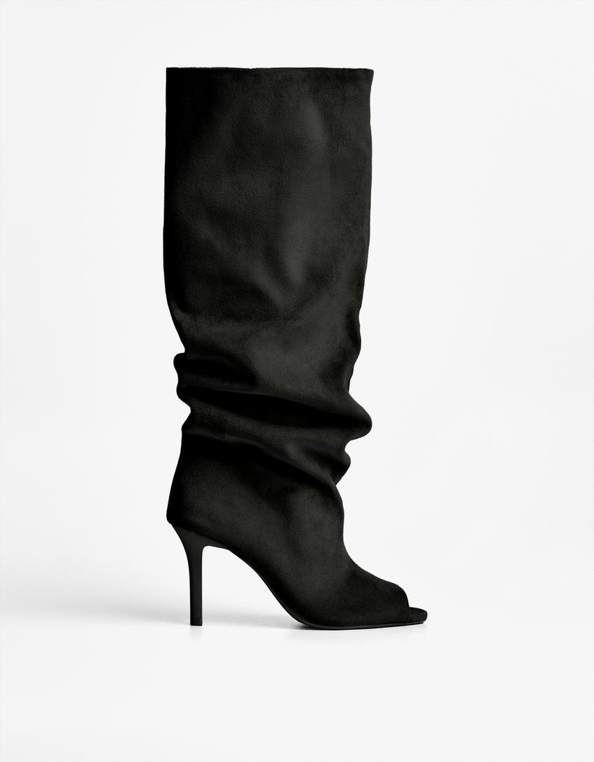High Heel Black Boots Bershka Split Stiletto Heel Boots Shoes