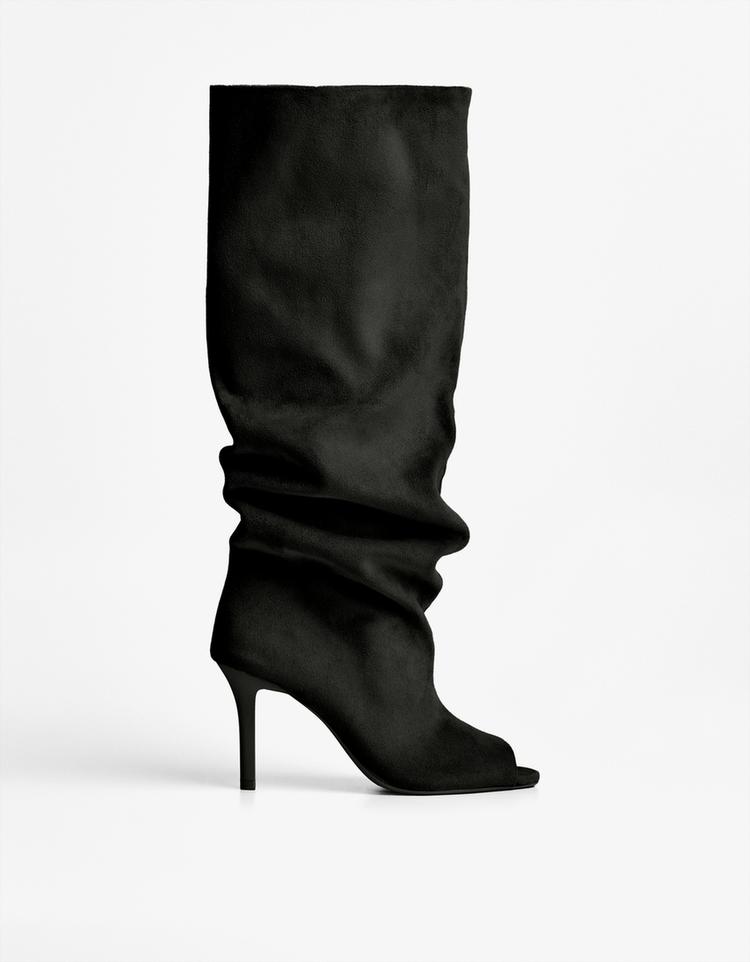 Açık stiletto topuklu çizme