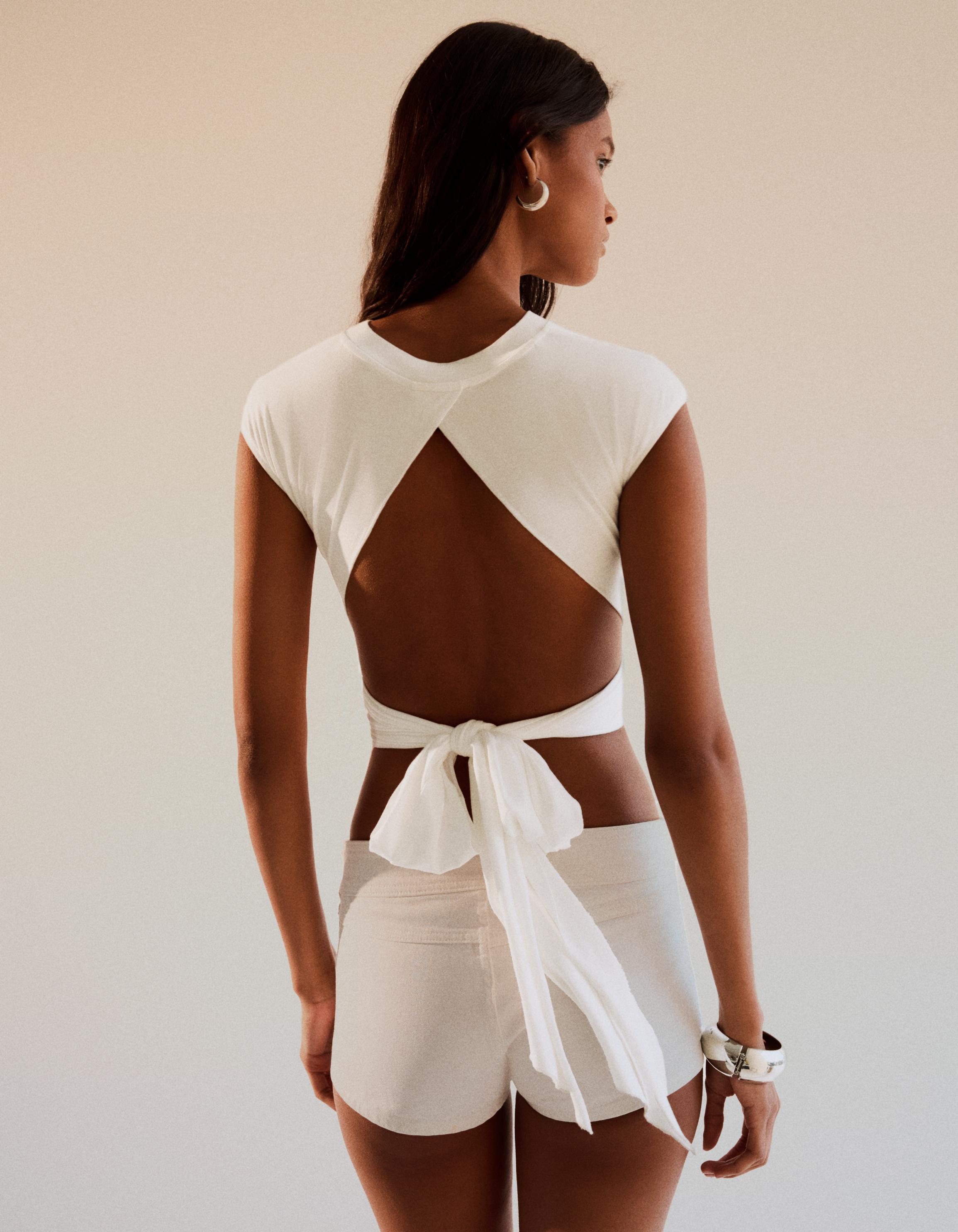Mini button shorts — Off white