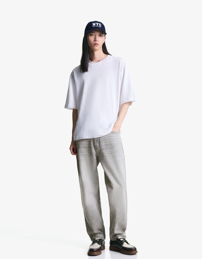 Tapered loose fit jeans-Grey-0