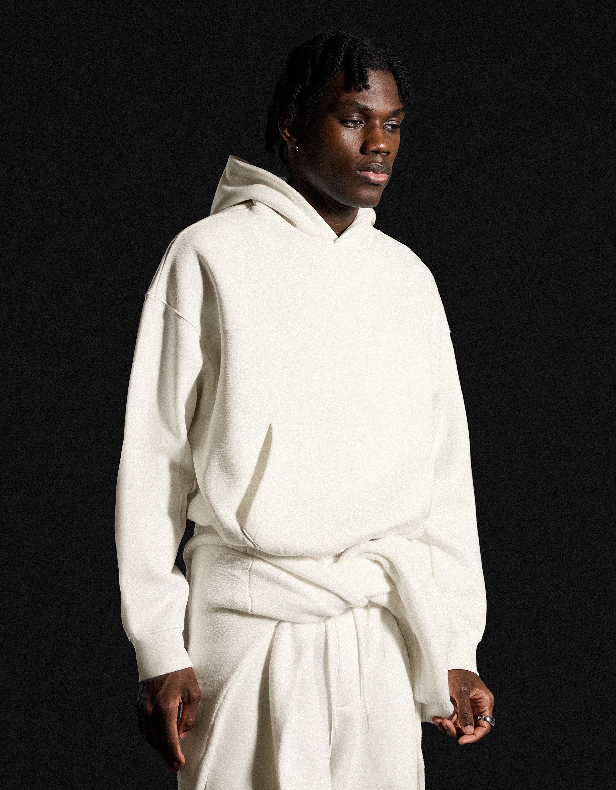 Bershka Sudadera Capucha Hombre L Blanco