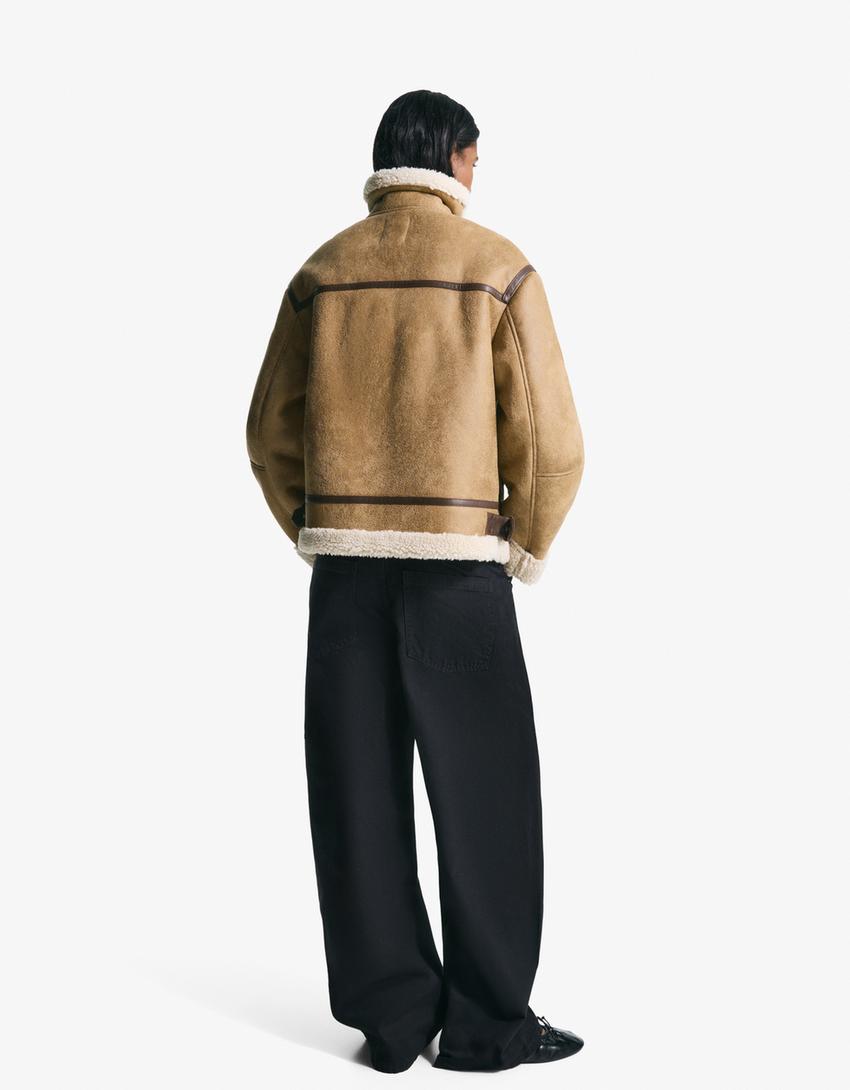 Veste biker double face-Camel-1