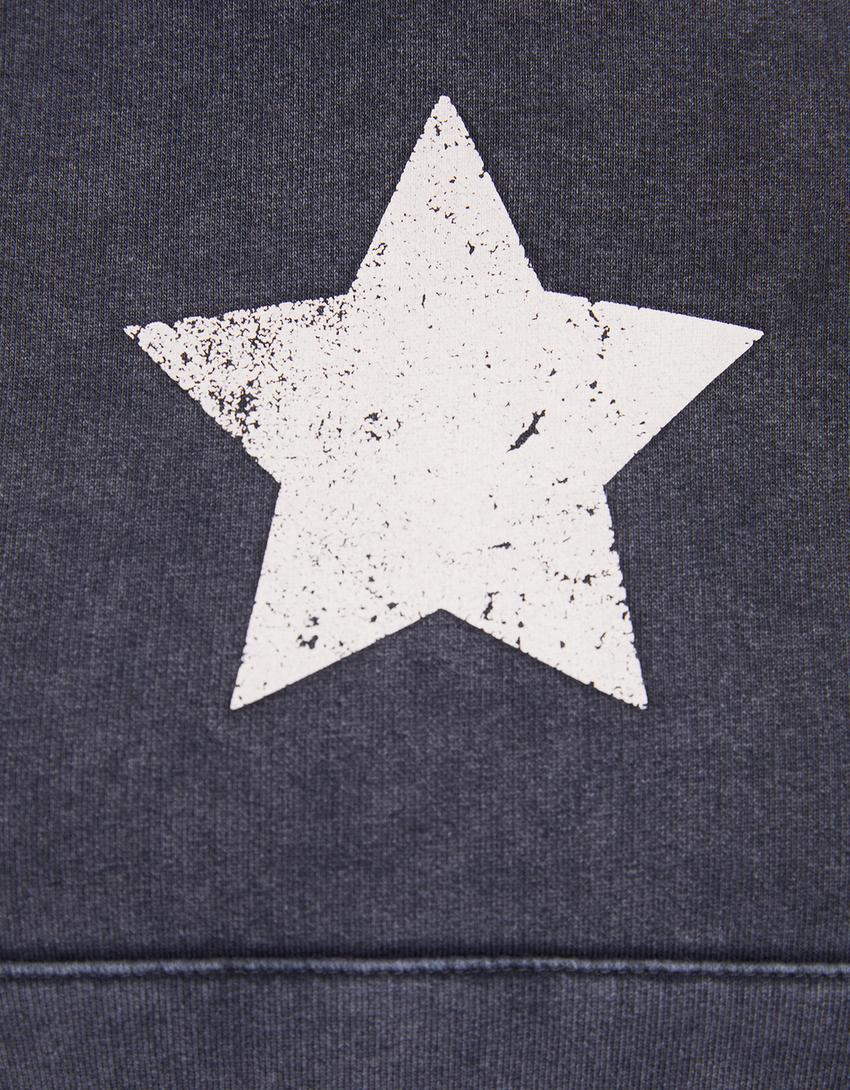 Sweatshirt de capuz com efeito lavado estampado-Cinzento-escuro-6