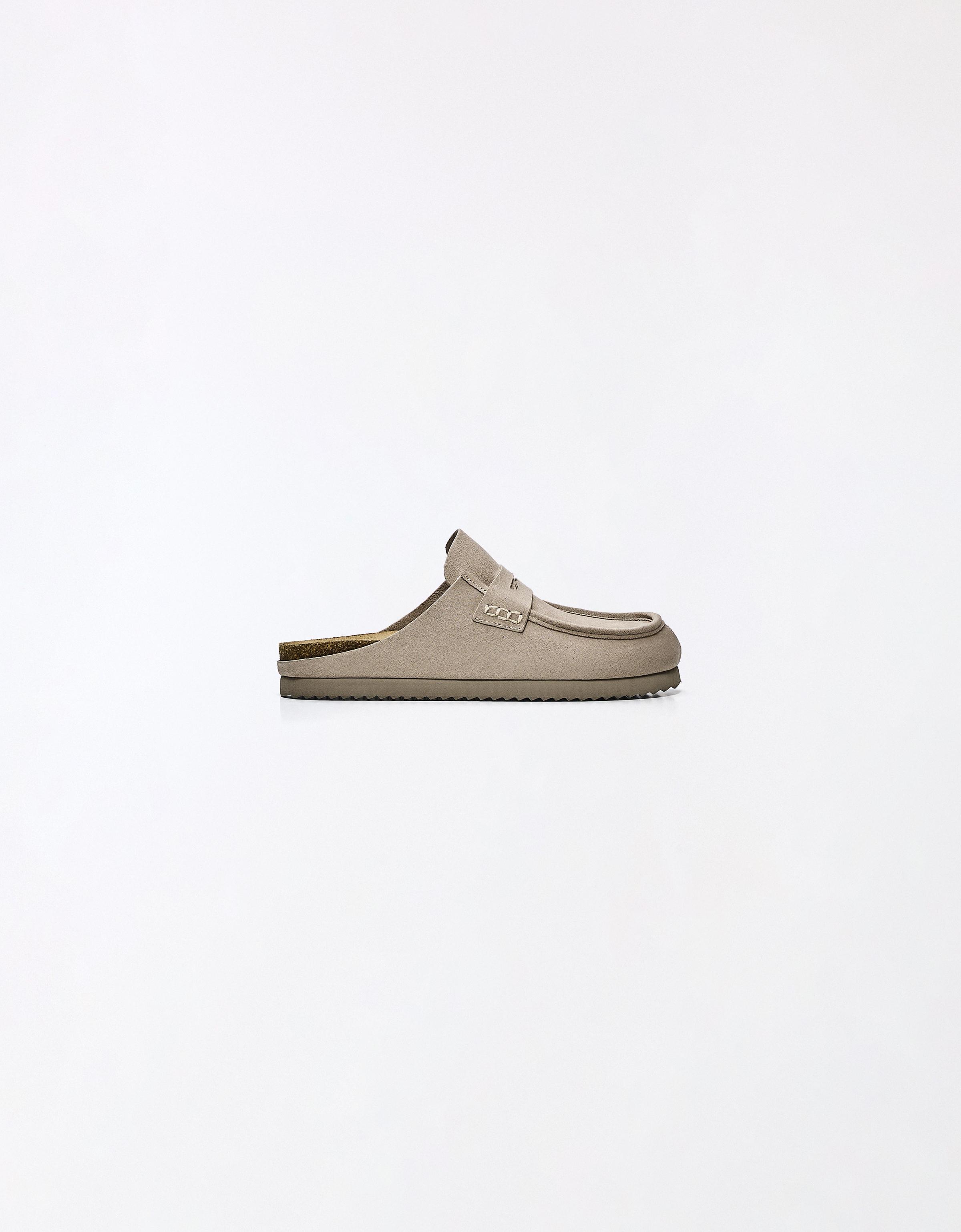 Mule clogs with mask detail — TAUPE