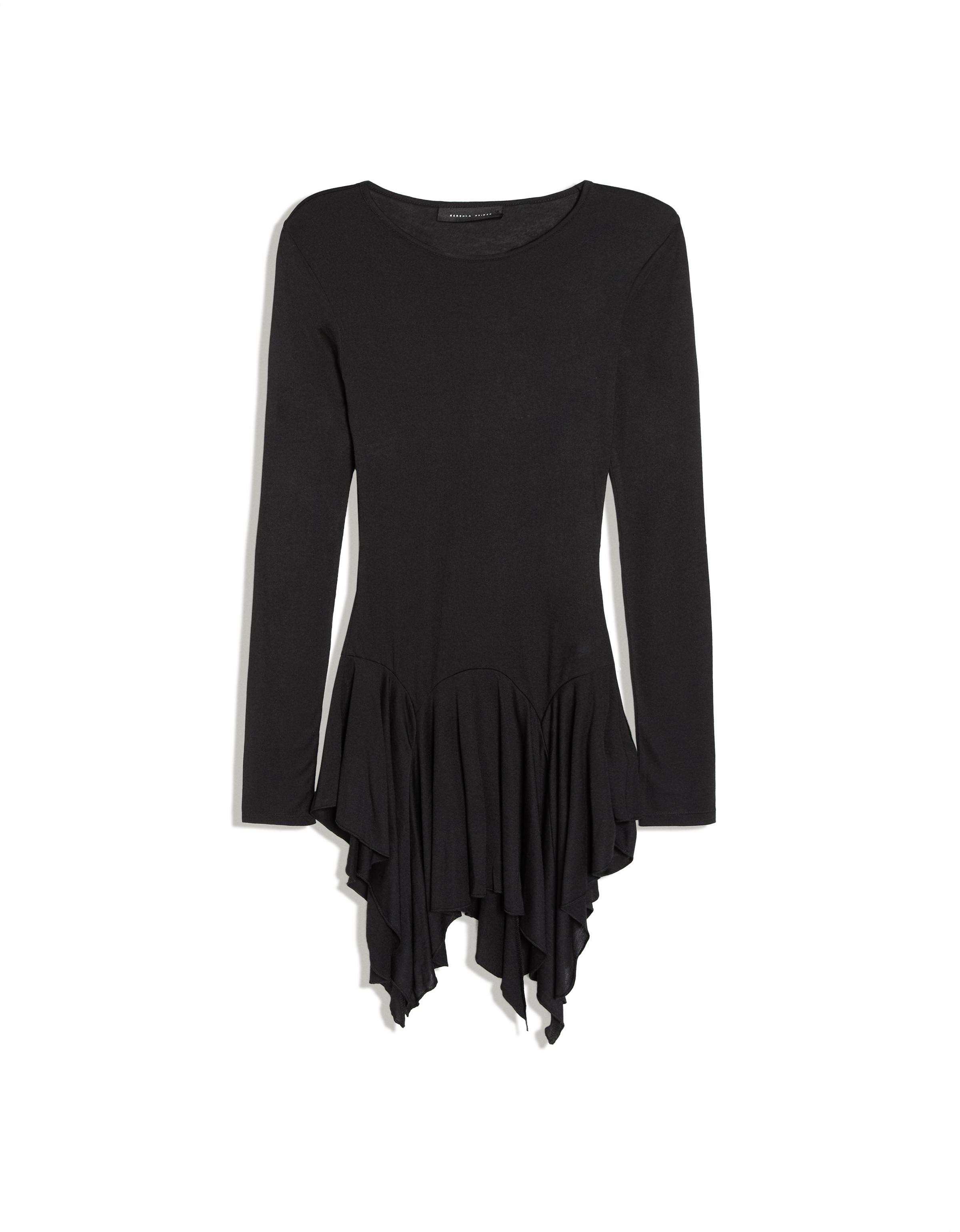 Long-sleeved frill T-shirt — Black