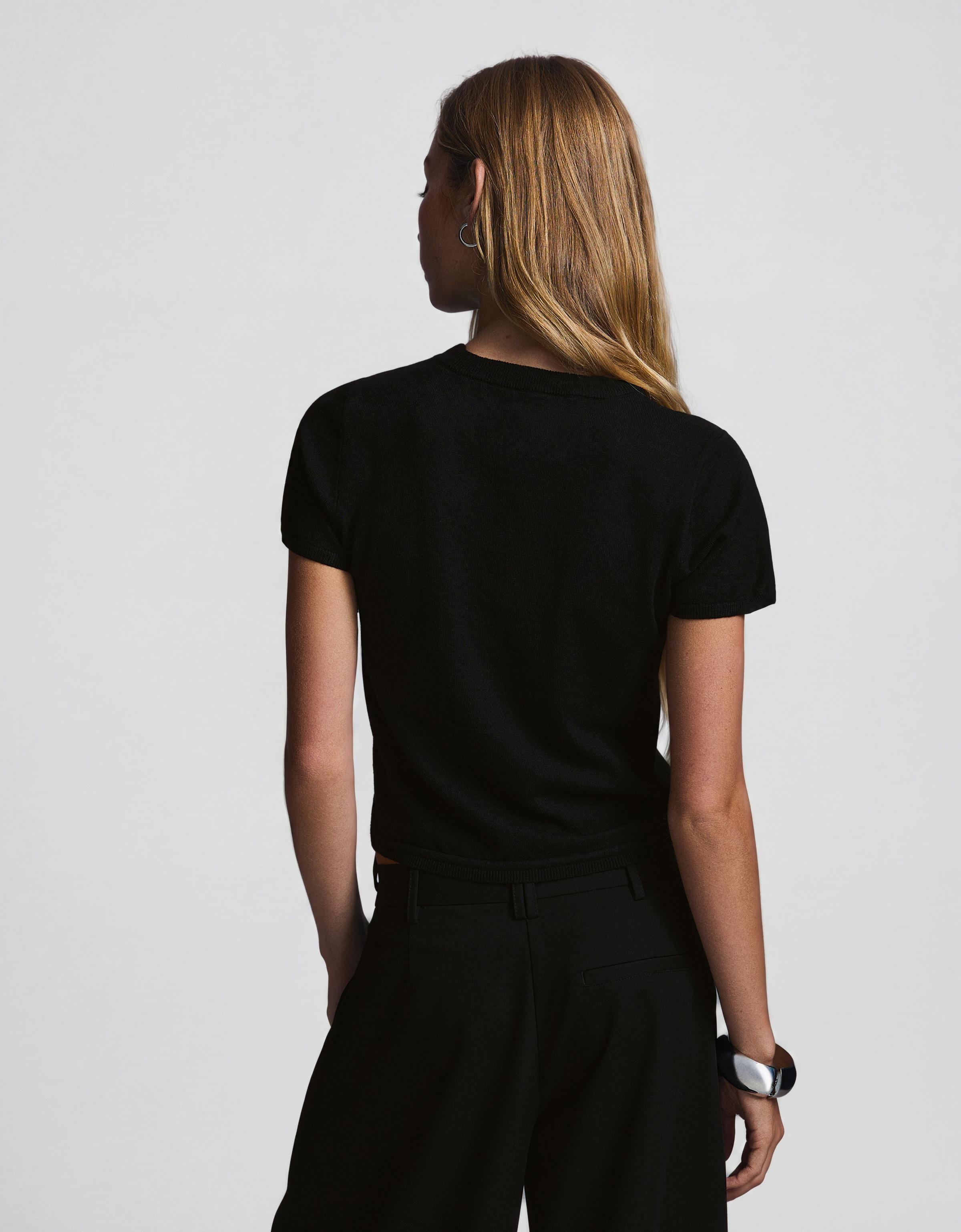 Short-sleeved round neck knit jumper — Black