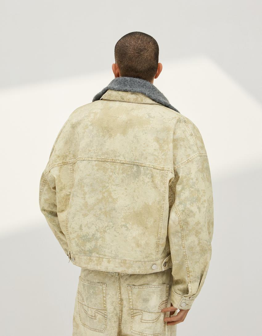 Printed denim jacket-Green