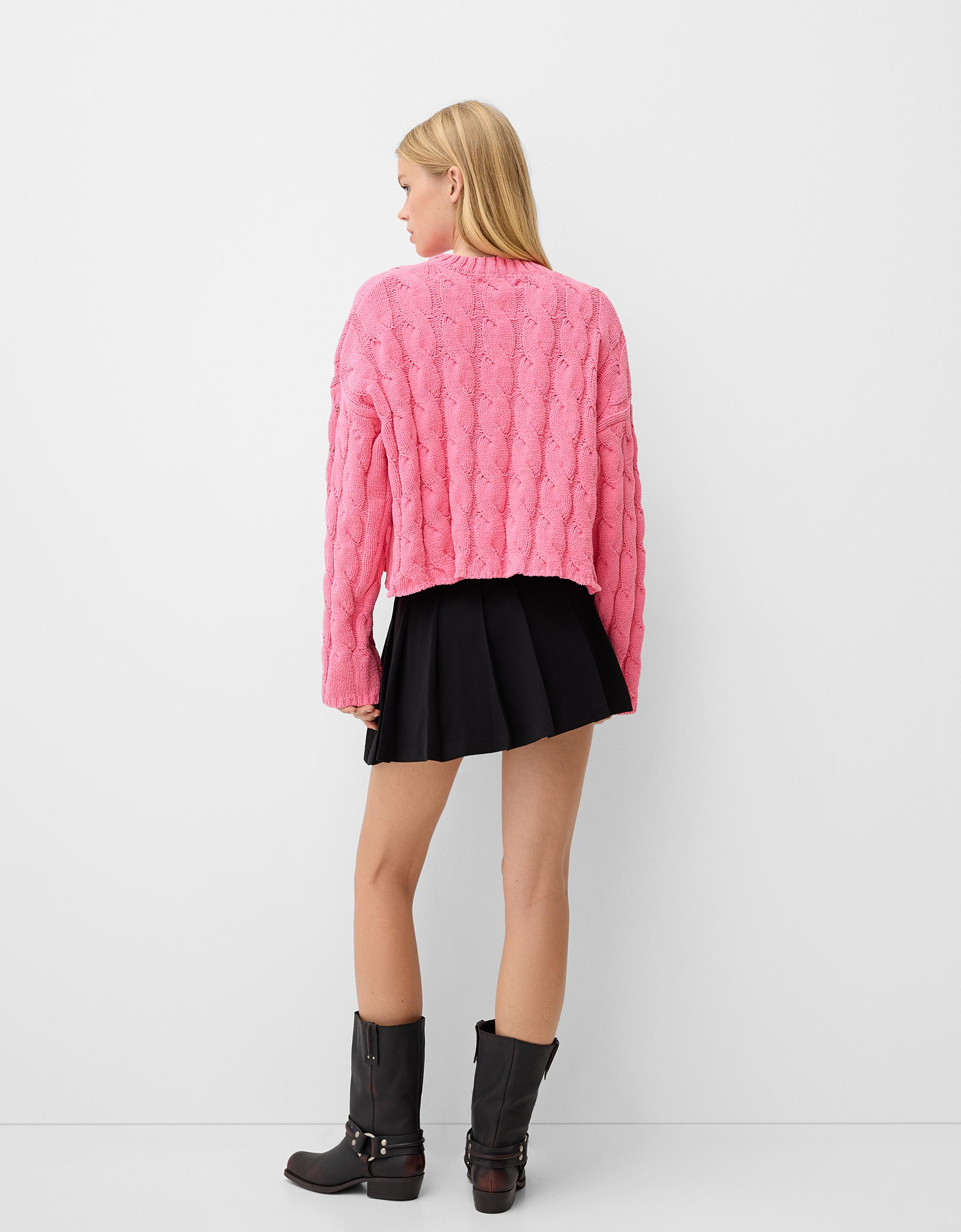 Cable knit chenille sweater Sweaters and cardigans BSK Teen Bershka