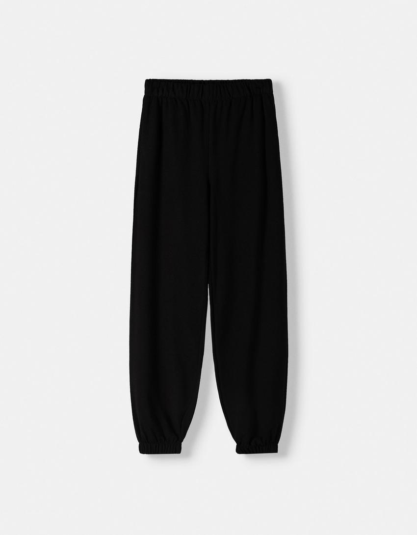Pamuklu sweatshirt ve pantolon takımı-Siyah-5